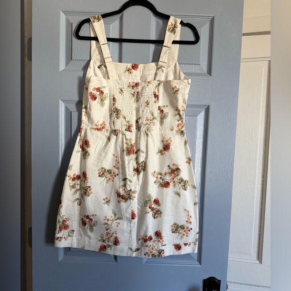 NWT Abercrombie & Fitch Linen Blend Strawberry Floral Print Dress - Picture 2 of 3